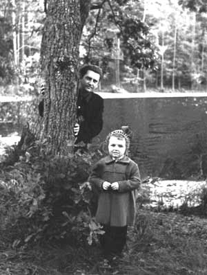 Svetlana and her father picking the first mushrooms